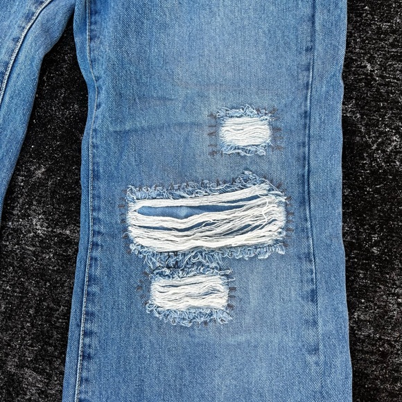 We The Free Light Denim Distressed Flare Jeans size 28 EUC - Picture 2 of 9